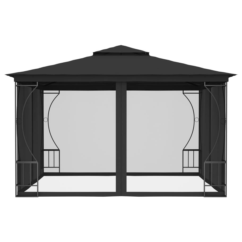 Anthracite Steel Frame Gazebo with Nets 9.8x9.8x8.7ft Z40286