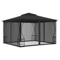 Anthracite Steel Frame Gazebo with Nets 9.8x9.8x8.7ft Z40286