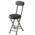 18in Tall Foldable Upholstered Kitchen Stool with Backrest and Footrest A32786