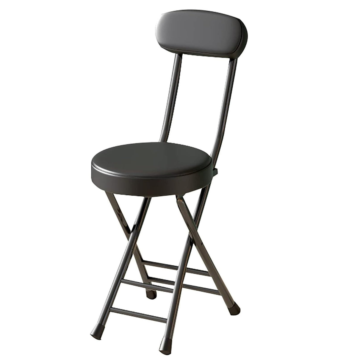 18in Tall Foldable Upholstered Kitchen Stool with Backrest and Footrest A32786