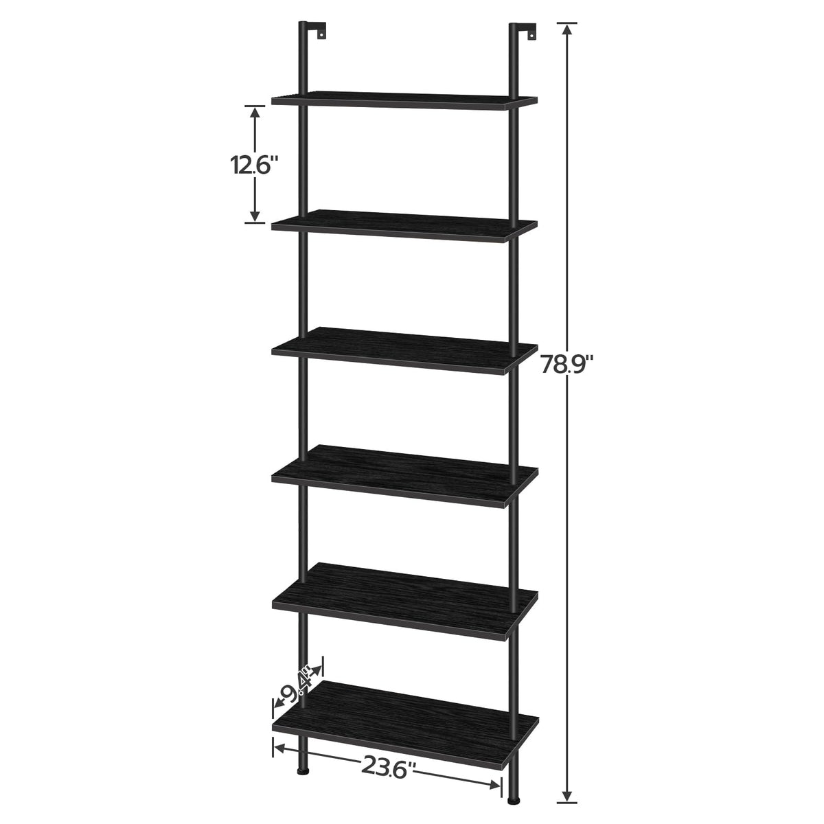 6-Tier Wall Mounted Wooden Ladder Shelf Q58986