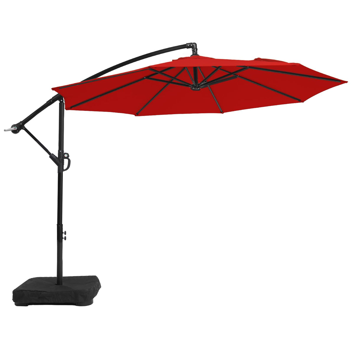 10ft Orange Red Offset Cantilever Patio Umbrella with Base M70880