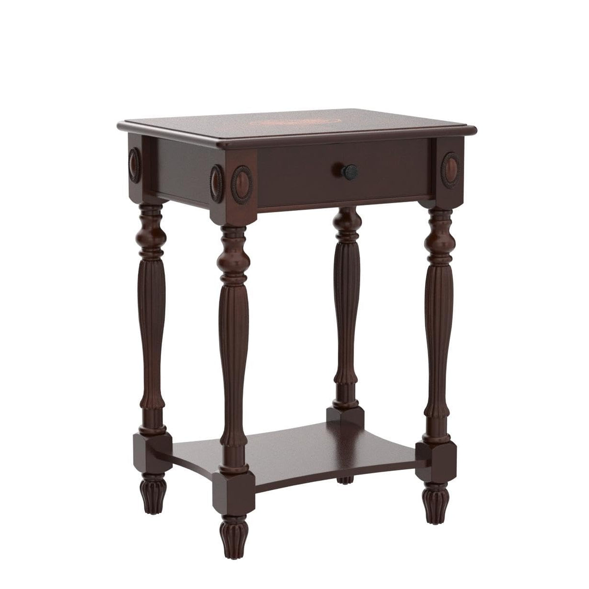 Solid Wood Side Table with Drawer, Cherry Walnut P669