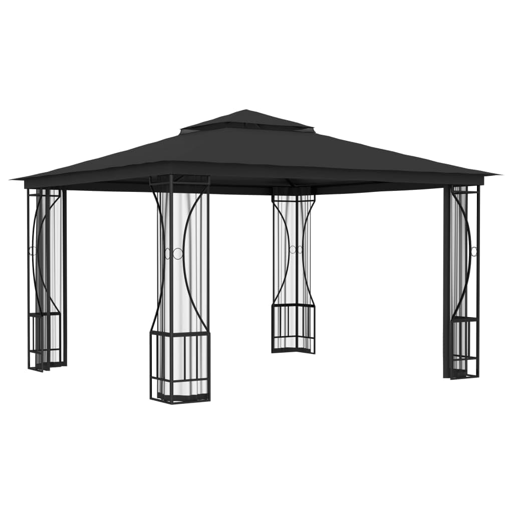 Anthracite Steel Frame Gazebo with Nets 9.8x9.8x8.7ft Z40286