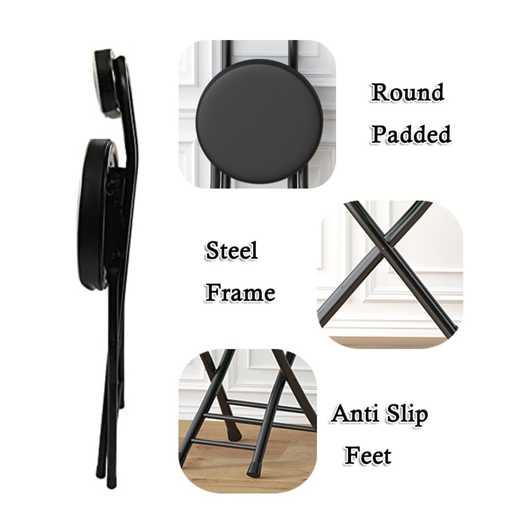 18in Tall Foldable Upholstered Kitchen Stool with Backrest and Footrest A32786