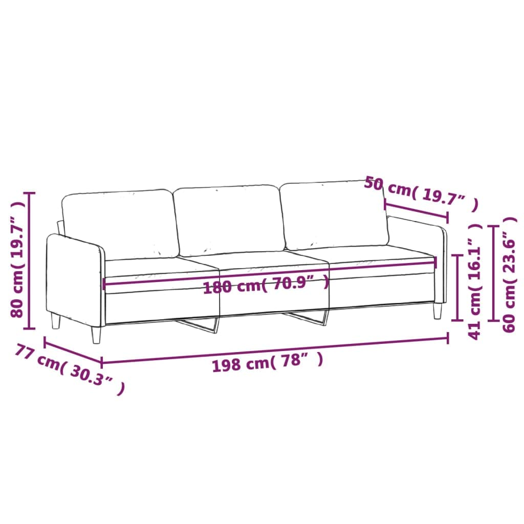Light Gray Velvet 3-Seater Sofa S543017