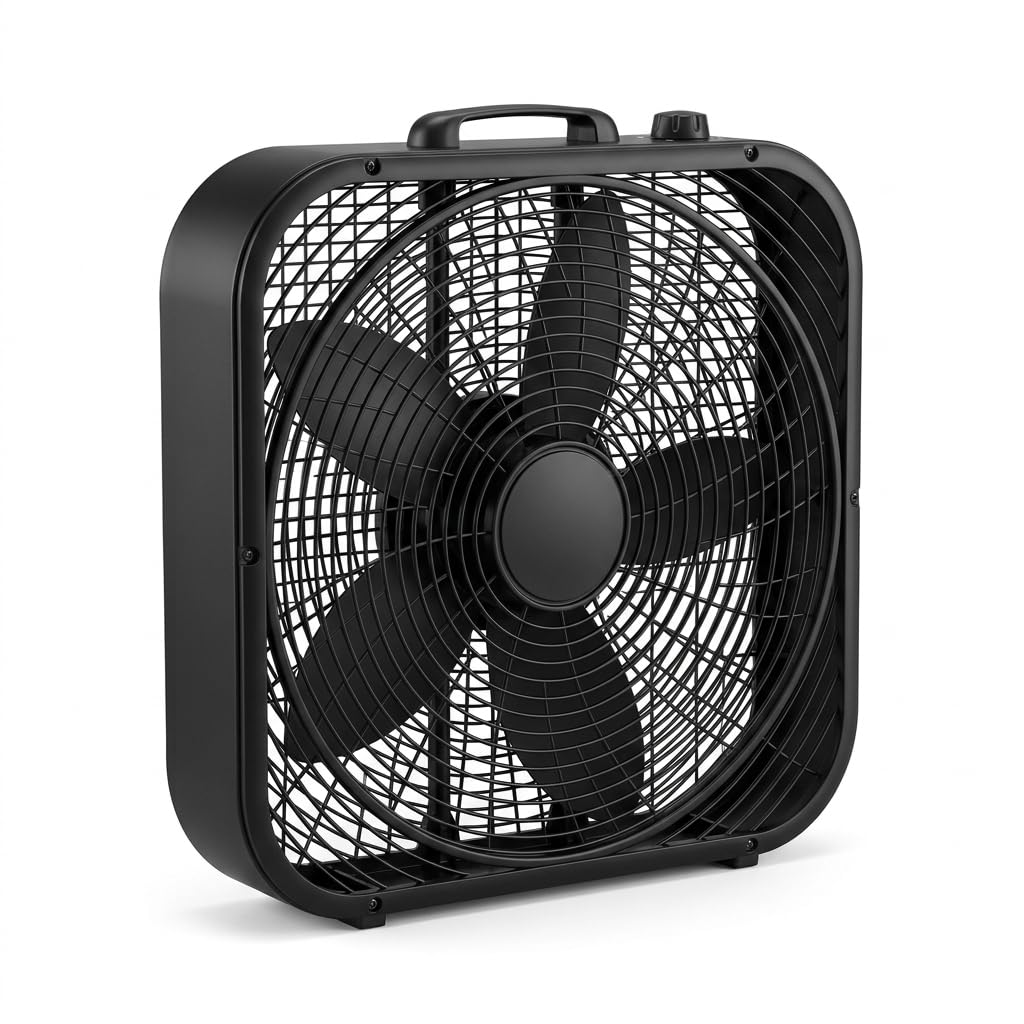 20 Inch 3 Speeds Black Box Fan with Steel Frame T23181