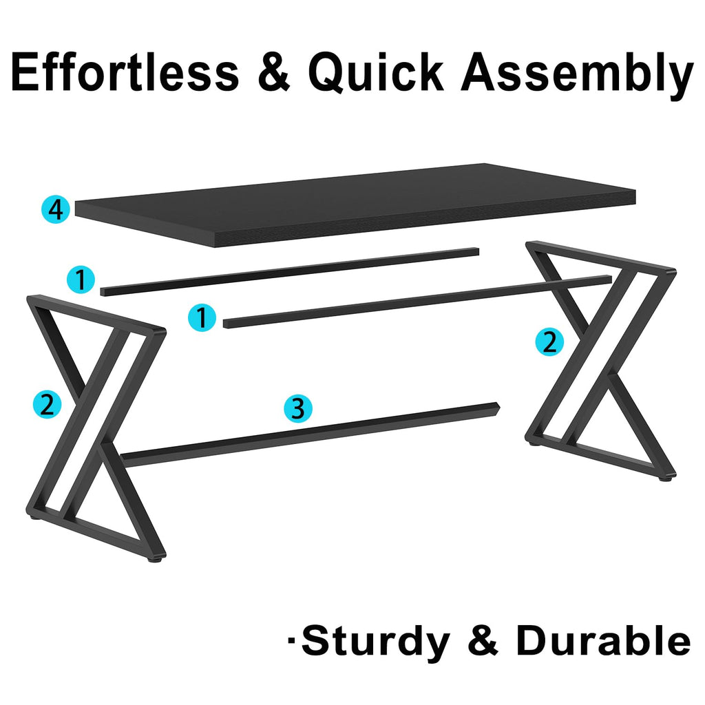 Black 47 Inch Metal and Wood Computer Desk H78100