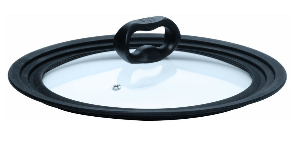 Universal Lid for Pots and Pans, Fits 6-Inch to 8-Inch Cookware, Tempered Glass Replacement Lid with Heat Resistant Silicone Edge, Dishwasher Safe, Made without BPA, Small, Black E73972