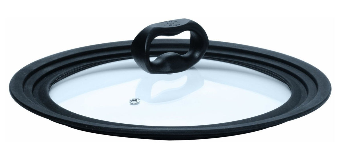 Universal Lid for Pots and Pans, Fits 6-Inch to 8-Inch Cookware, Tempered Glass Replacement Lid with Heat Resistant Silicone Edge, Dishwasher Safe, Made without BPA, Small, Black E73972