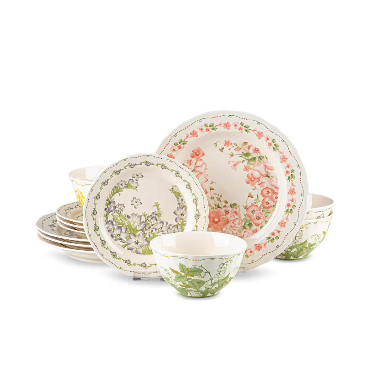 12-Piece Ceramic Dinnerware Set, Service for 4, Cream White Y42974
