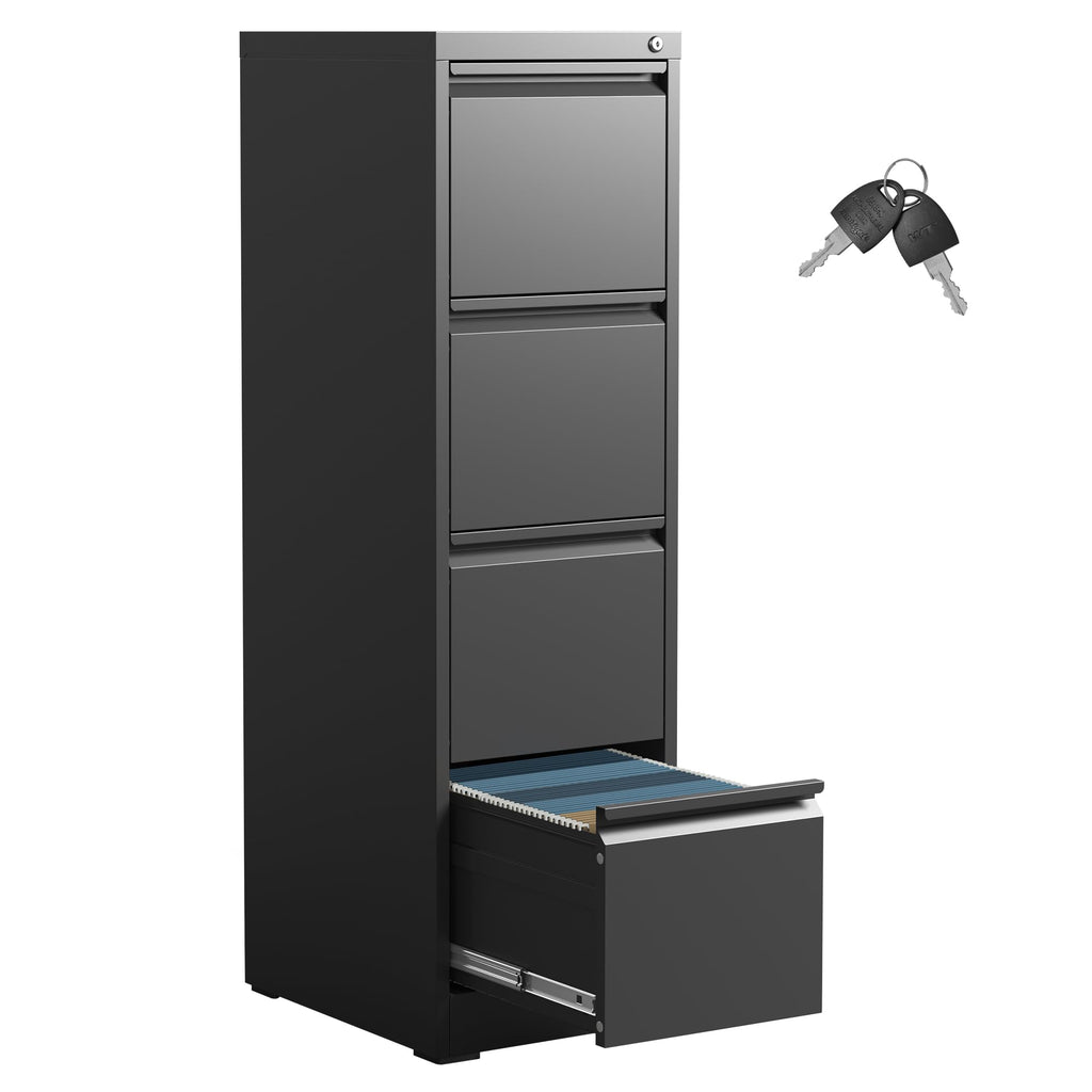 4 Drawer Black Metal File Cabinet with Lock J94062