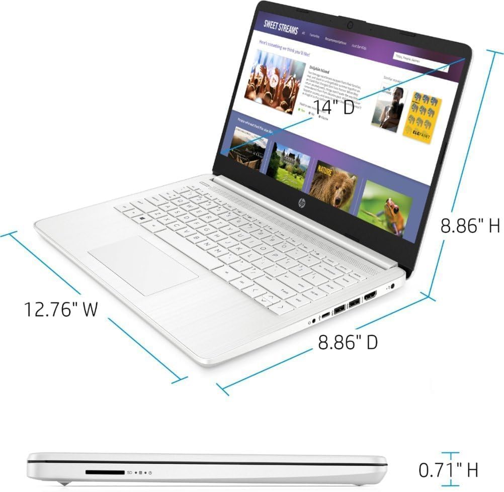 14" HD Laptop Intel Celeron N4500 4GB RAM 64GB eMMC Snowflake White E17803