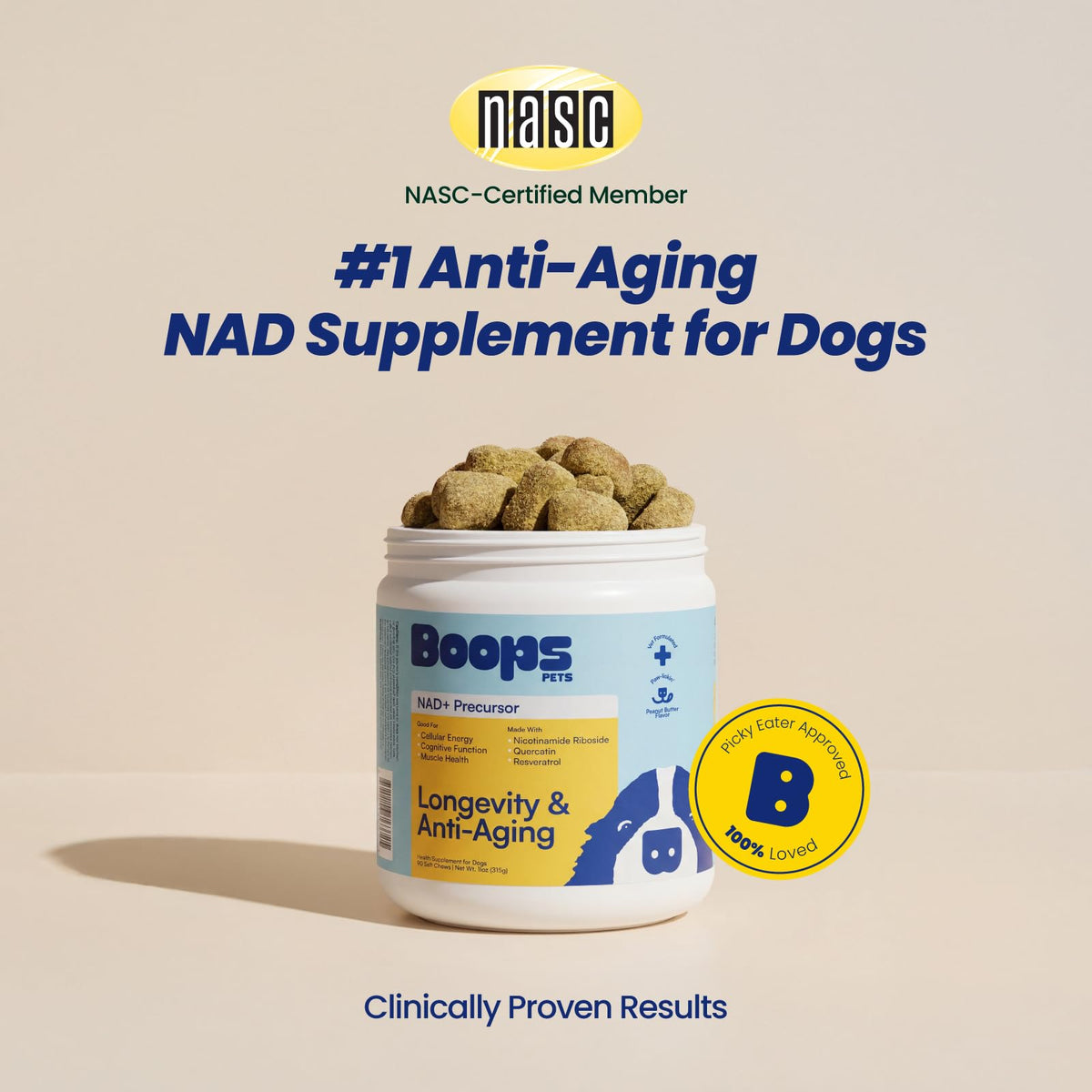 90 Soft Chews NAD+ Precursor Senior Dog Supplement I4976