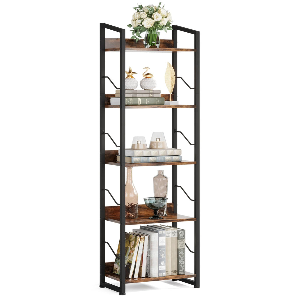 5 Tier Industrial Wood Bookshelf S64870