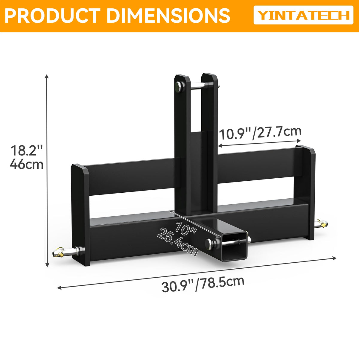 3 Point Hitch Receiver with Suitcase Weight Brackets Category 1 T792