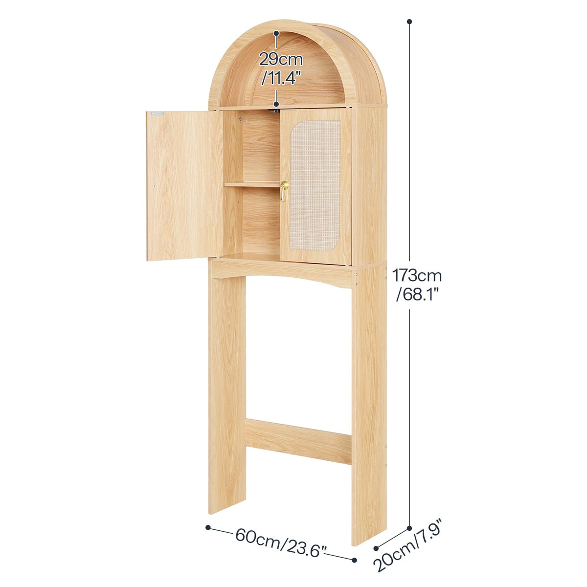 Arched Rattan Over the Toilet Storage Cabinet with Doors A861208