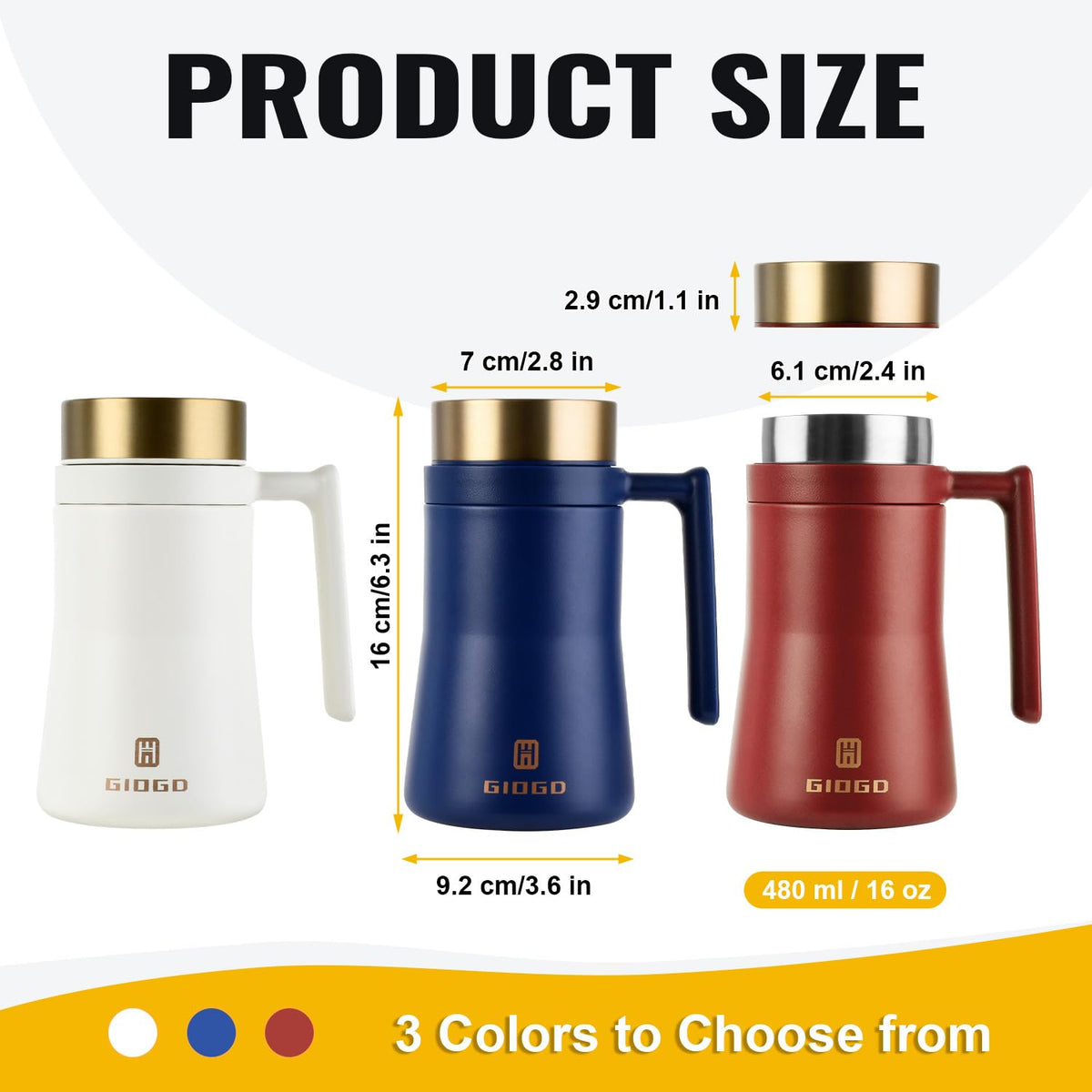 16 oz Insulated Coffee Mug with Handle G392061