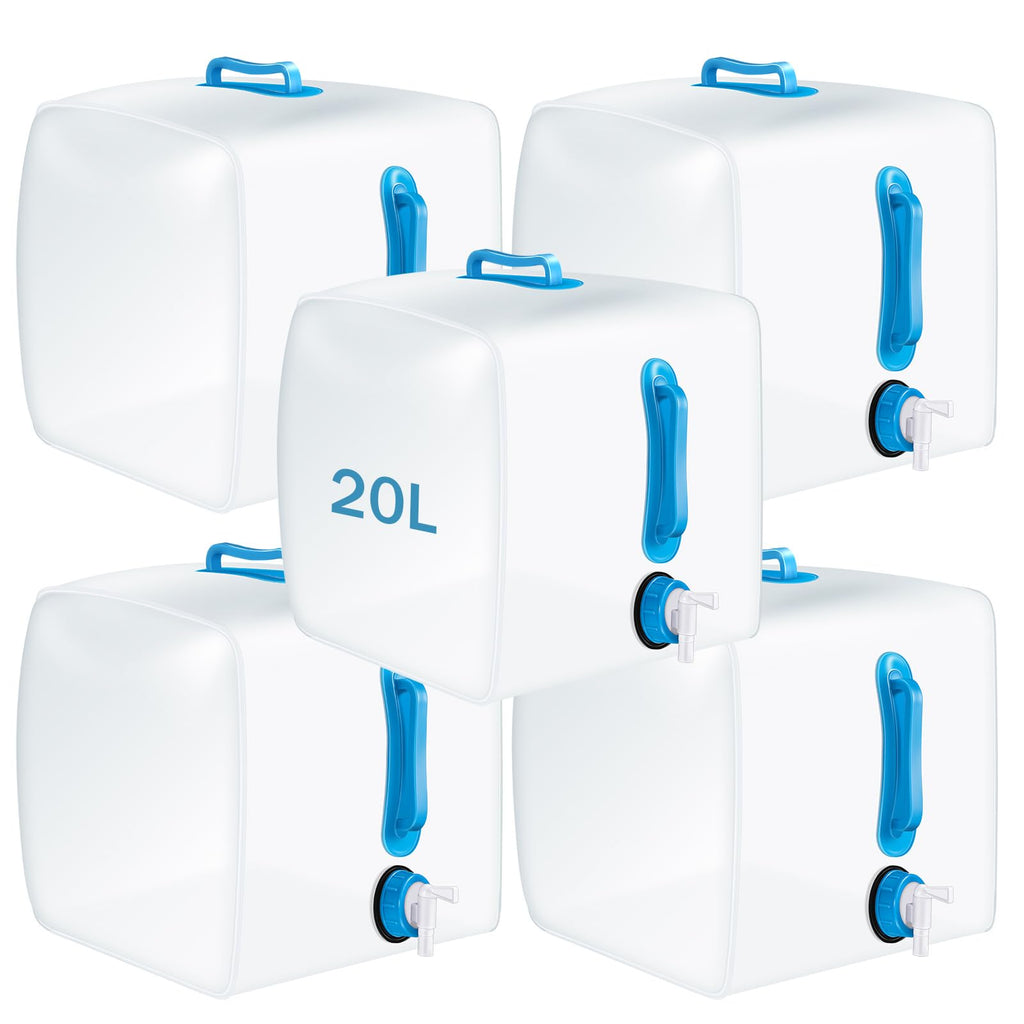 5 Pcs 5.3 Gallon Collapsible Water Container with Spigot E6093
