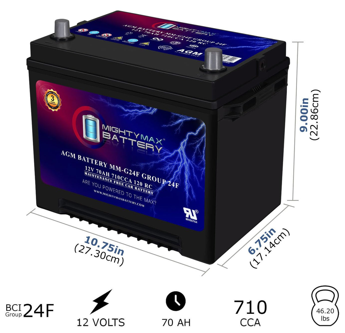 12V 70Ah AGM Replacement Battery I4168