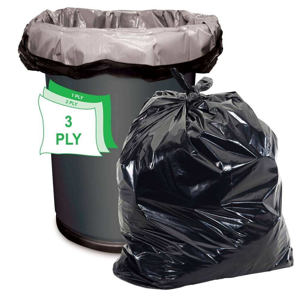 Black 40-45 Gal Trash Bags, 1.5 MIL, 100 Pk X119
