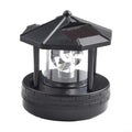 Solar Lighthouse Garden Light Rotatable Shade 360-Degree Outdoor Waterproof Lawn Street Lighting 2 Solar Panels Fast Charging ABS Material White Light Black Red 1pc 11x10x11cm(black) M379