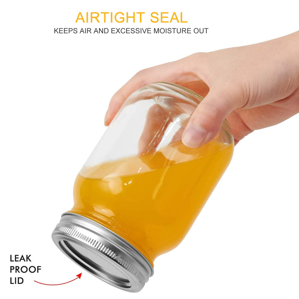 16 Pack 16 oz Glass Mason Jars with Airtight Lids and Bands Z522