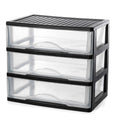 Medium 3 Drawer Black Plastic Stacking Storage Drawers L115970