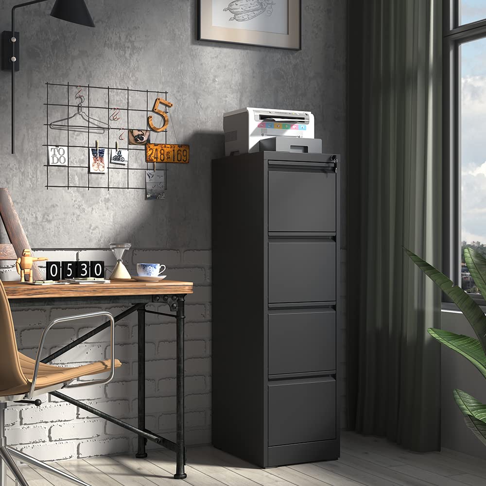 4 Drawer Black Metal File Cabinet with Lock J94062