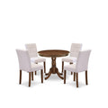 5 Piece Mid Century Dining Table Set with 4 Beige Fabric Chairs R984679