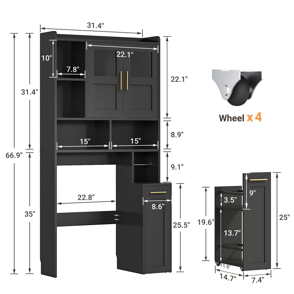 Over The Toilet Storage Cabinet with Acrylic Doors N45319
