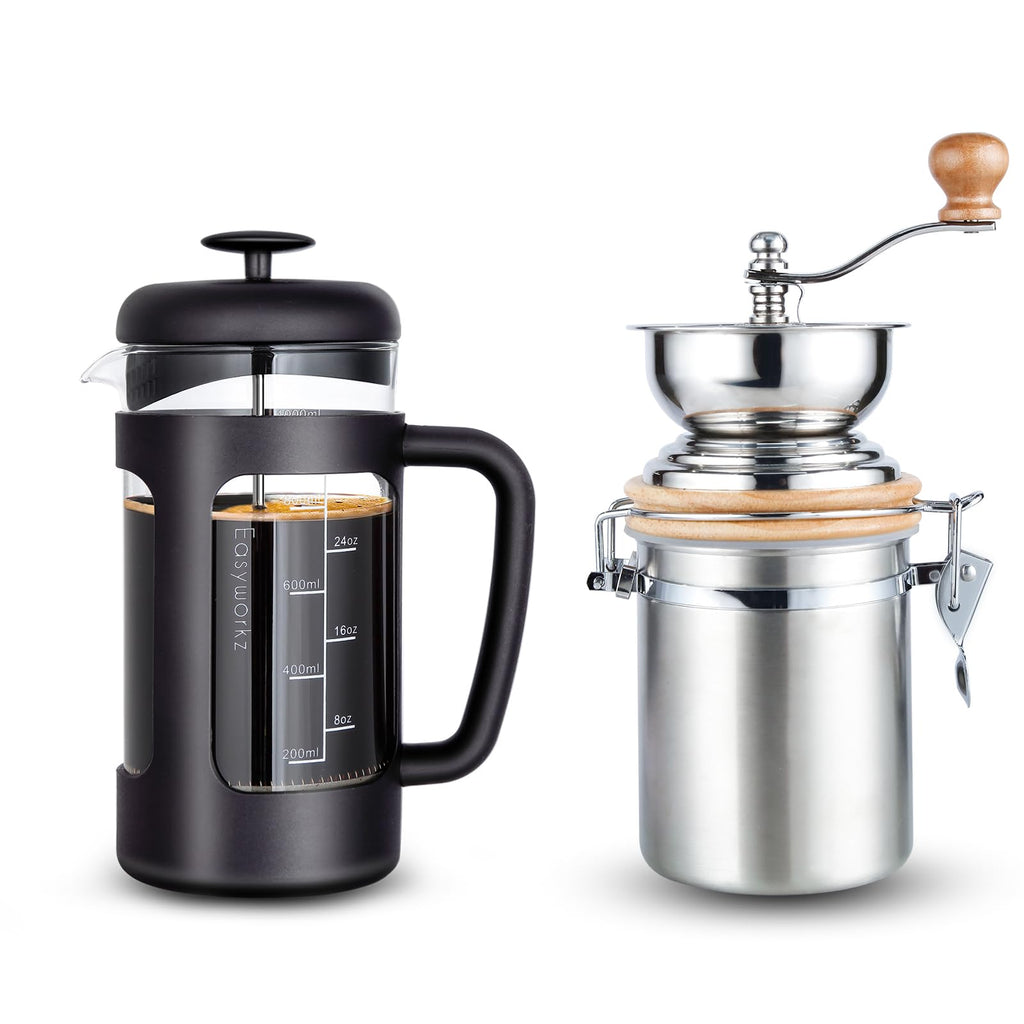 34 oz French Press and Manual Coffee Grinder with Canister H18660
