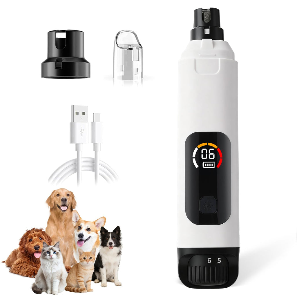 Dog Nail Grinder with LCD Screen, 6 Speeds, 4 Grinding Heads Z456602