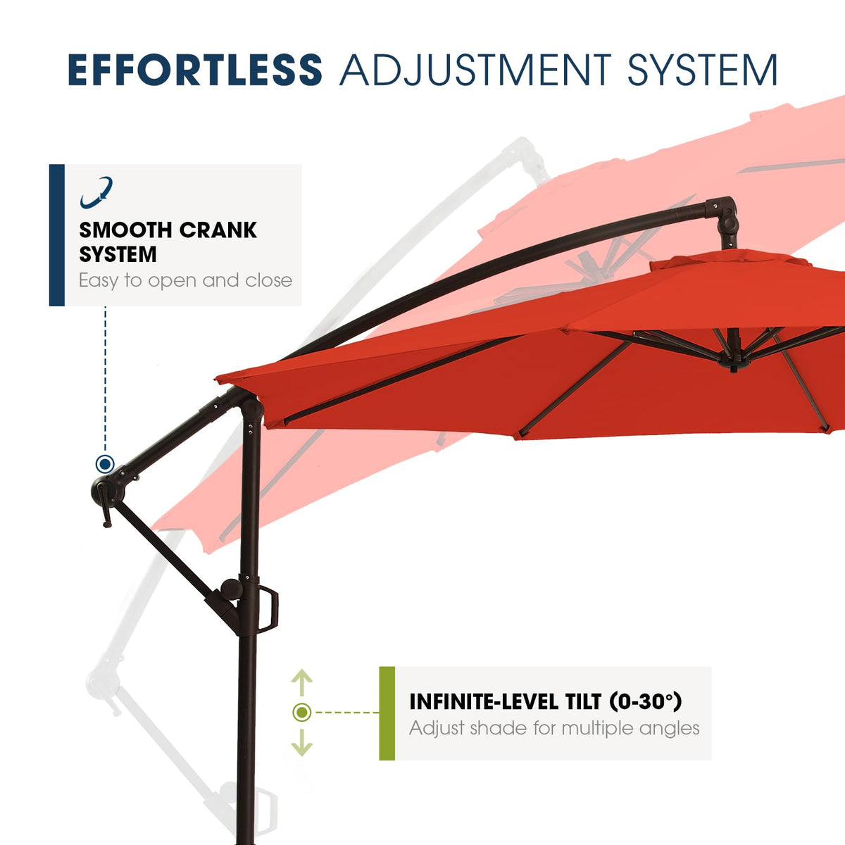 10ft Orange Red Offset Cantilever Patio Umbrella with Base M70880