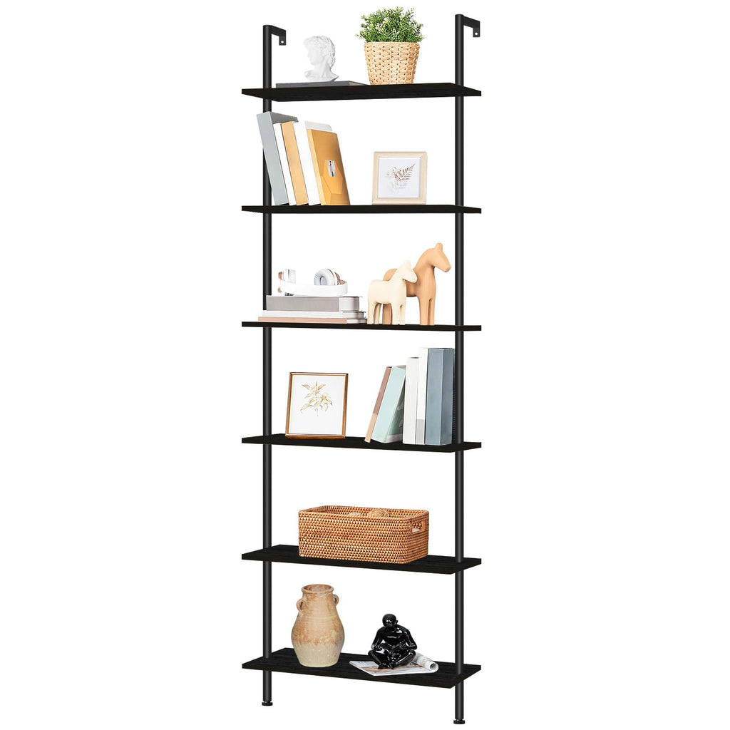 6-Tier Wall Mounted Wooden Ladder Shelf Q58986