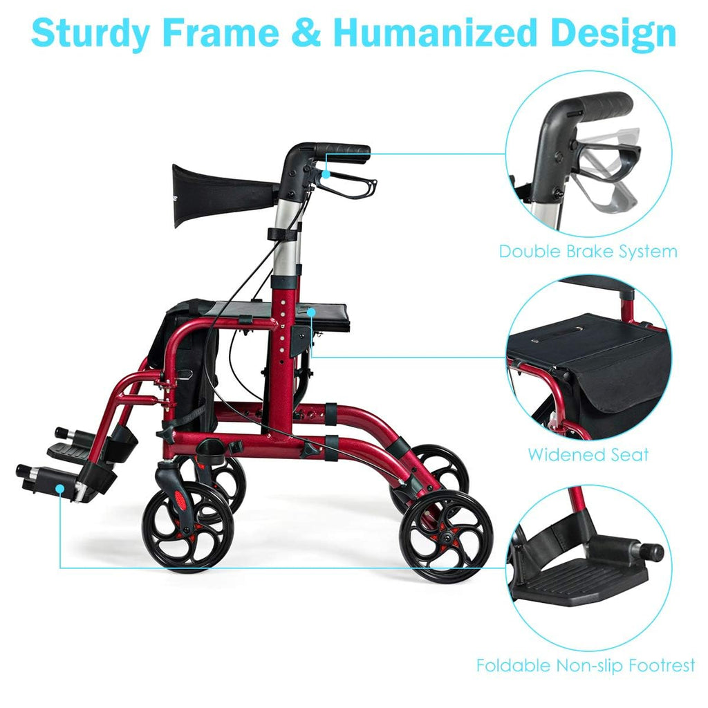 2 in 1 Folding Rollator Walker with Seat X31411