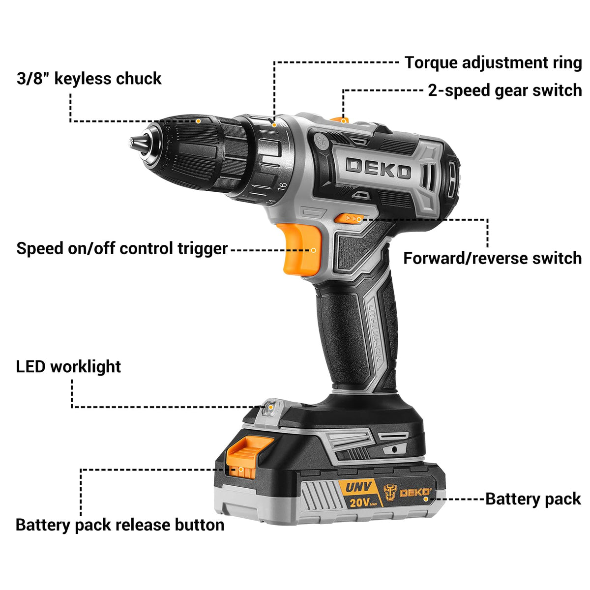 Cordless Drill 20V with Battery and Charger B465367