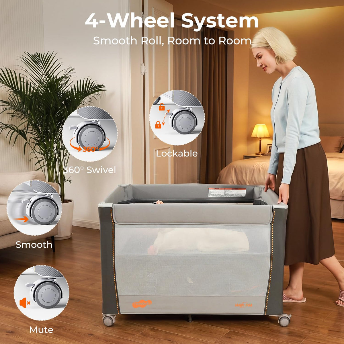 3-in-1 Pack and Play with Bassinet & Changing Table A1410