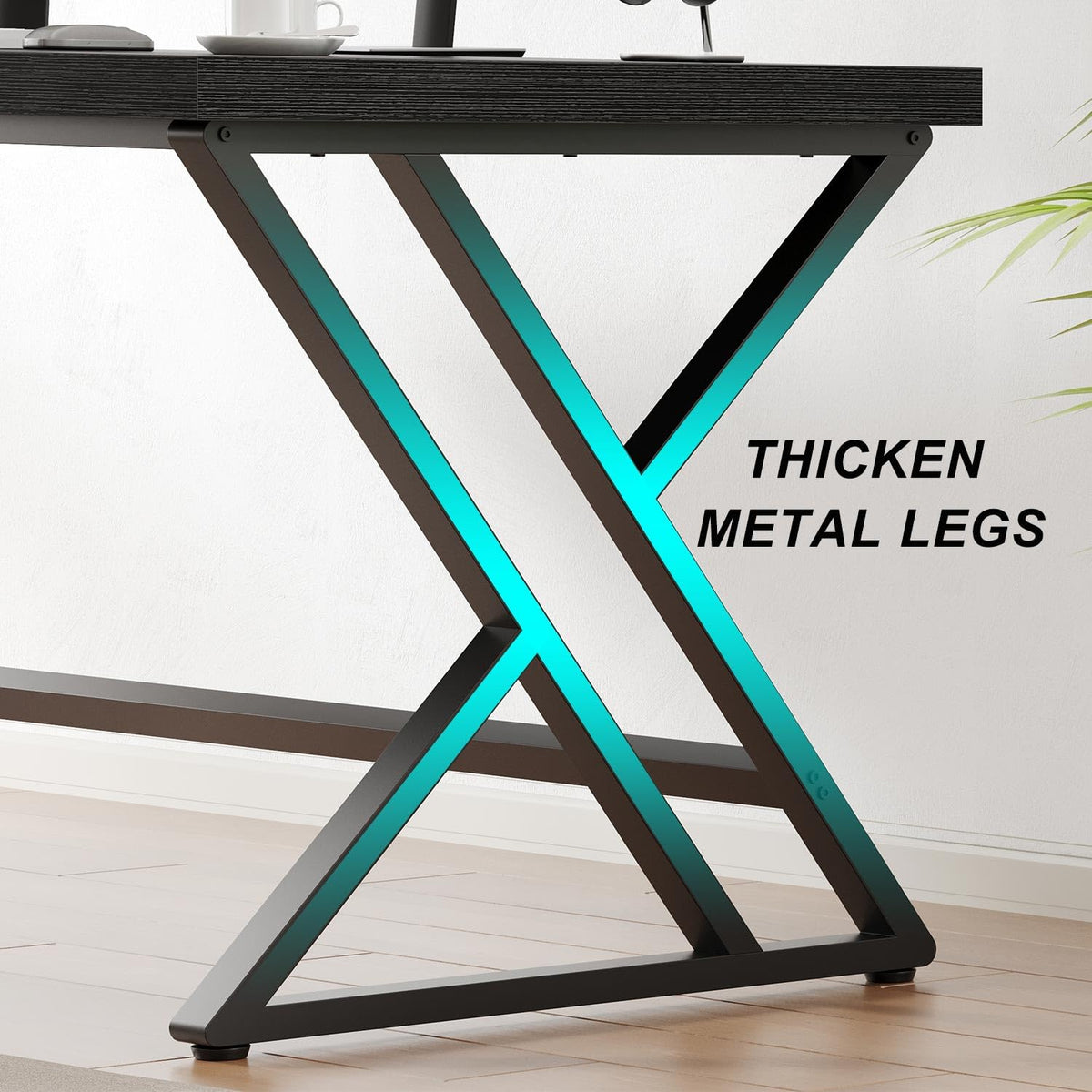 Black 47 Inch Metal and Wood Computer Desk H78100
