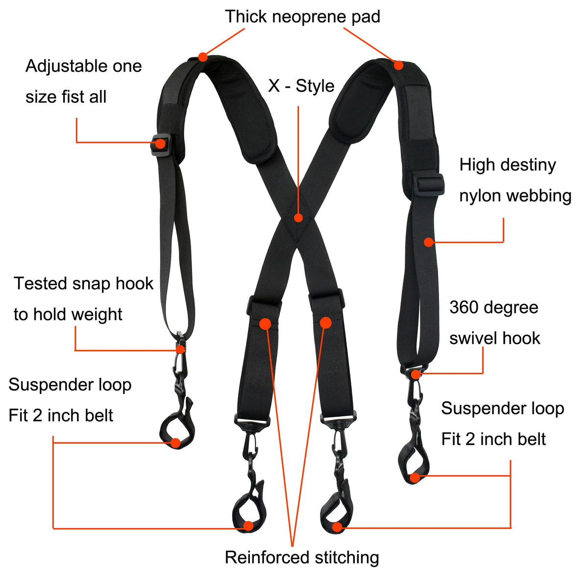 Adjustable Padded Tool Belt Suspender I305980