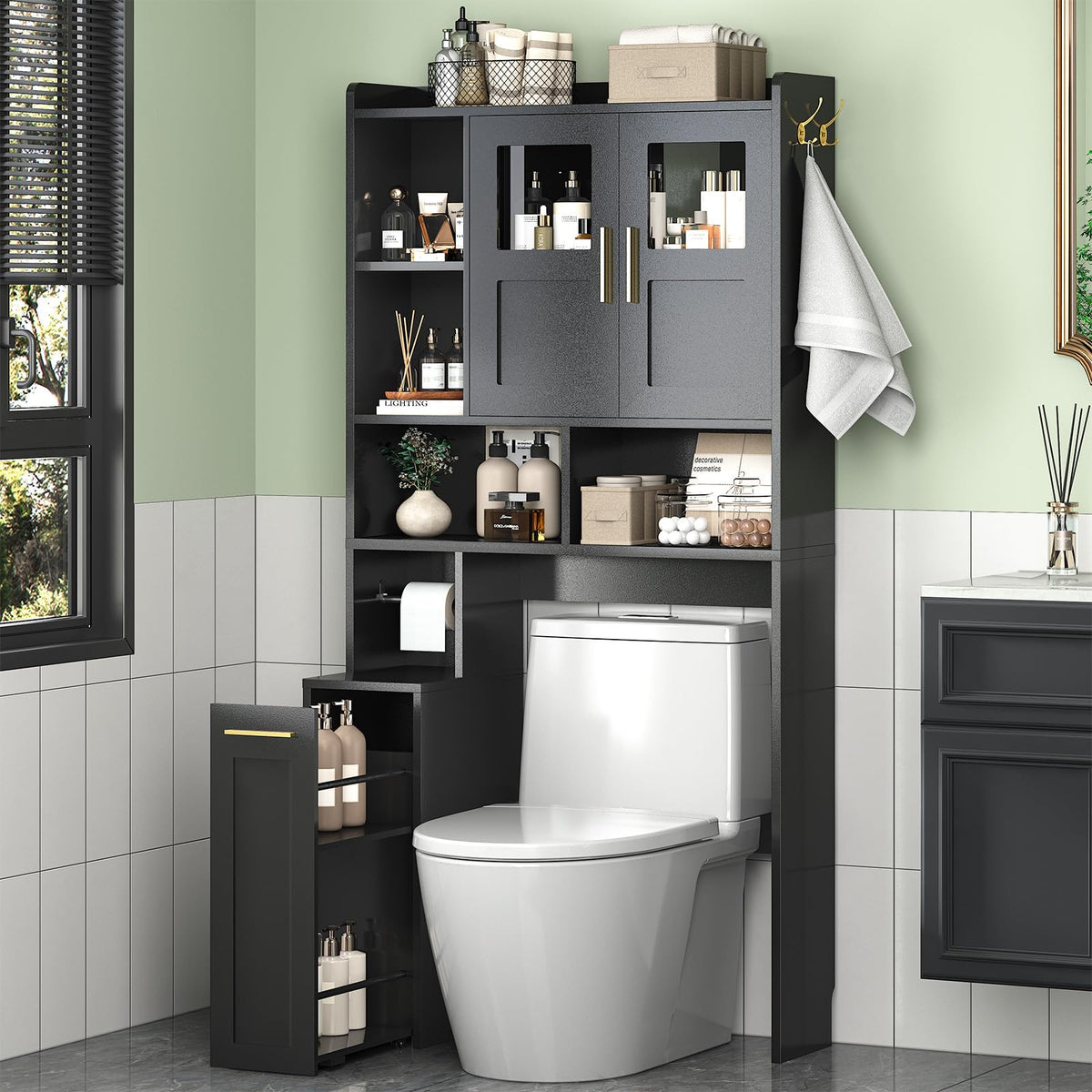 Over The Toilet Storage Cabinet with Acrylic Doors N45319