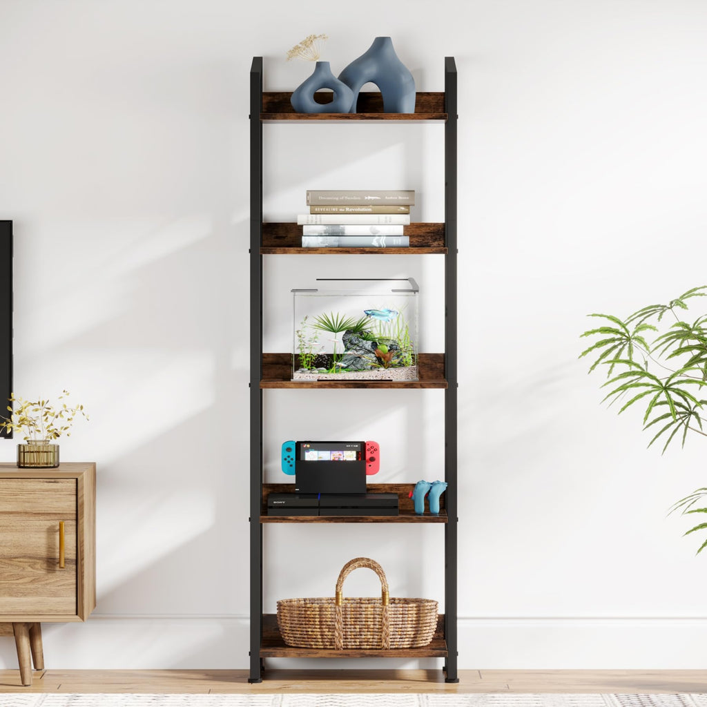 5 Tier Industrial Wood Bookshelf S64870