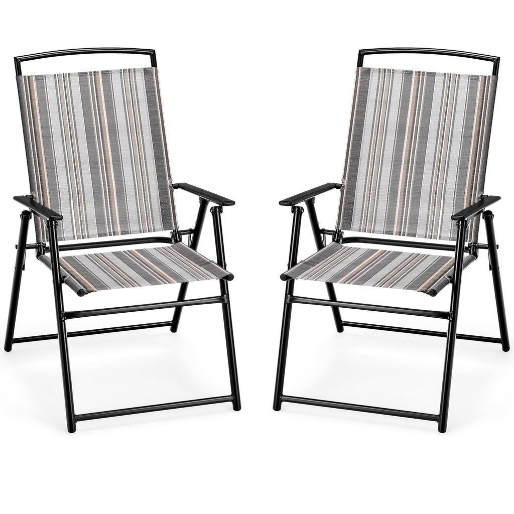 Patio Chairs Set of 2 Folding Armrests Metal Frame L705560