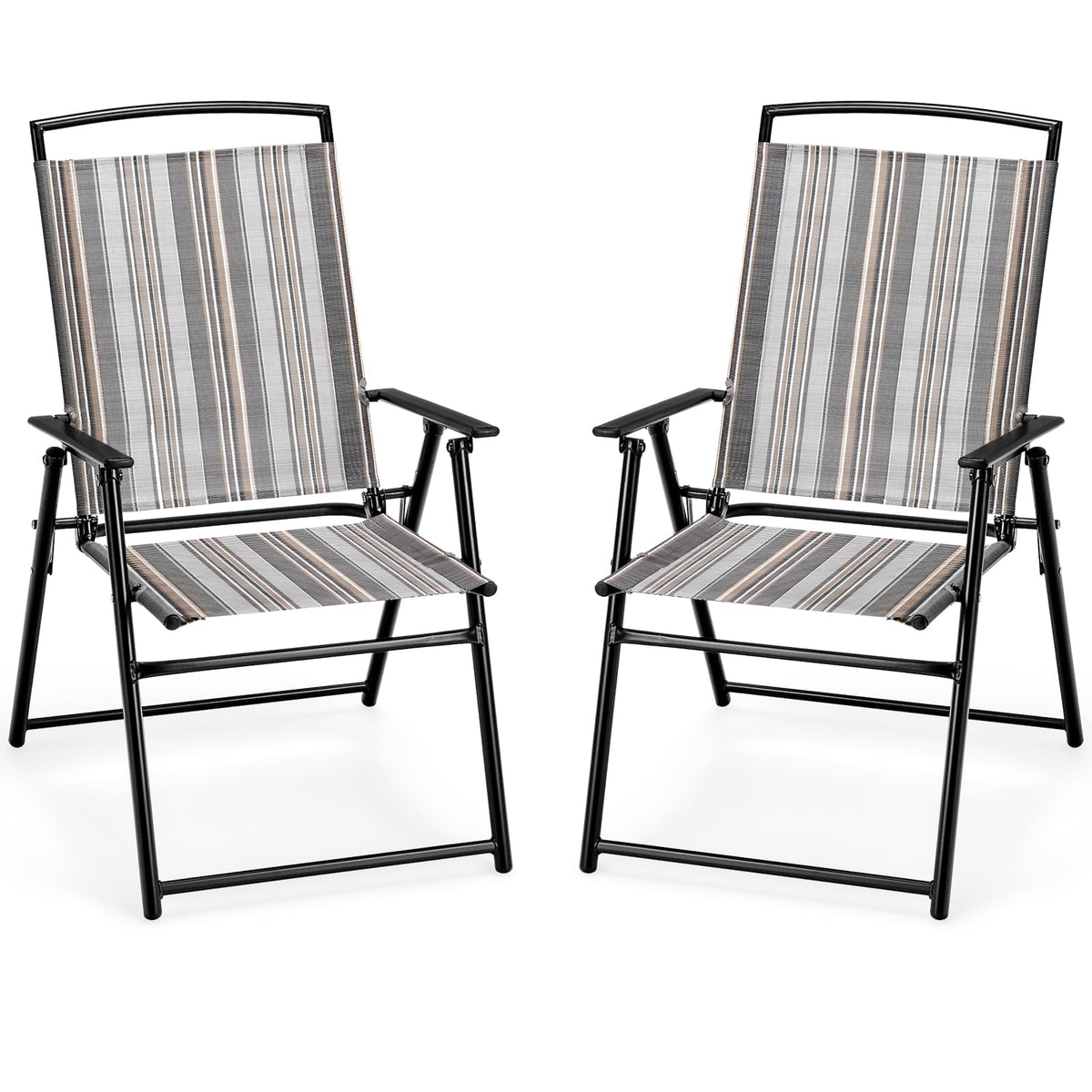 Patio Chairs Set of 2 Folding Armrests Metal Frame L705560