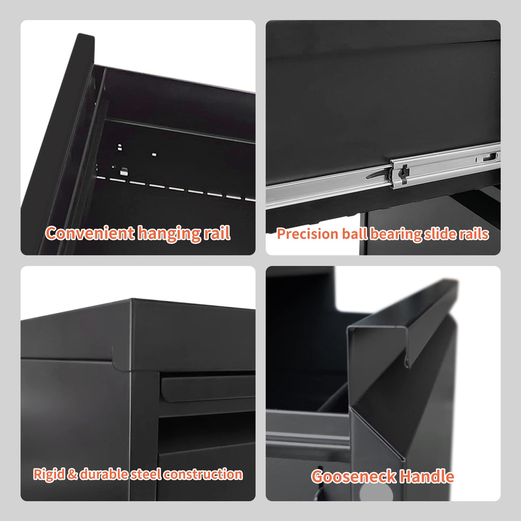 4 Drawer Black Metal File Cabinet with Lock J94062