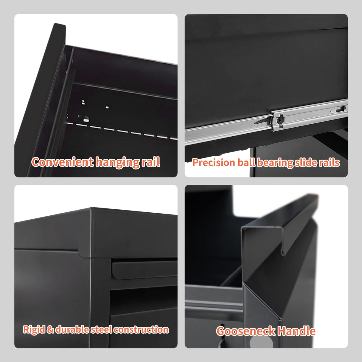 4 Drawer Black Metal File Cabinet with Lock J94062