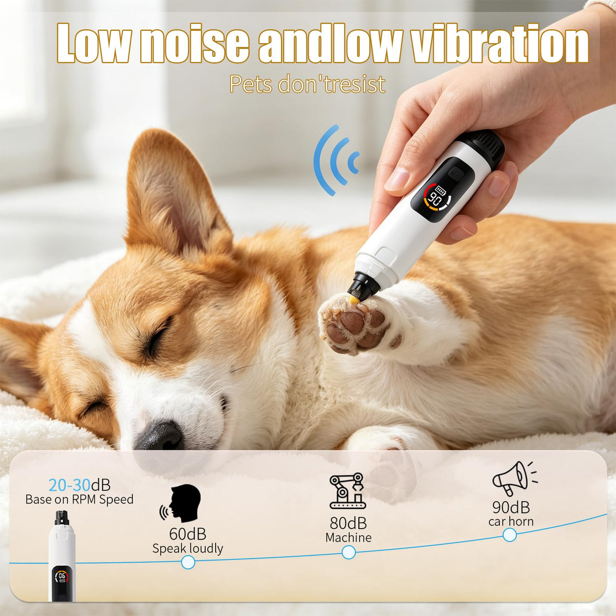 Dog Nail Grinder with LCD Screen, 6 Speeds, 4 Grinding Heads Z456602