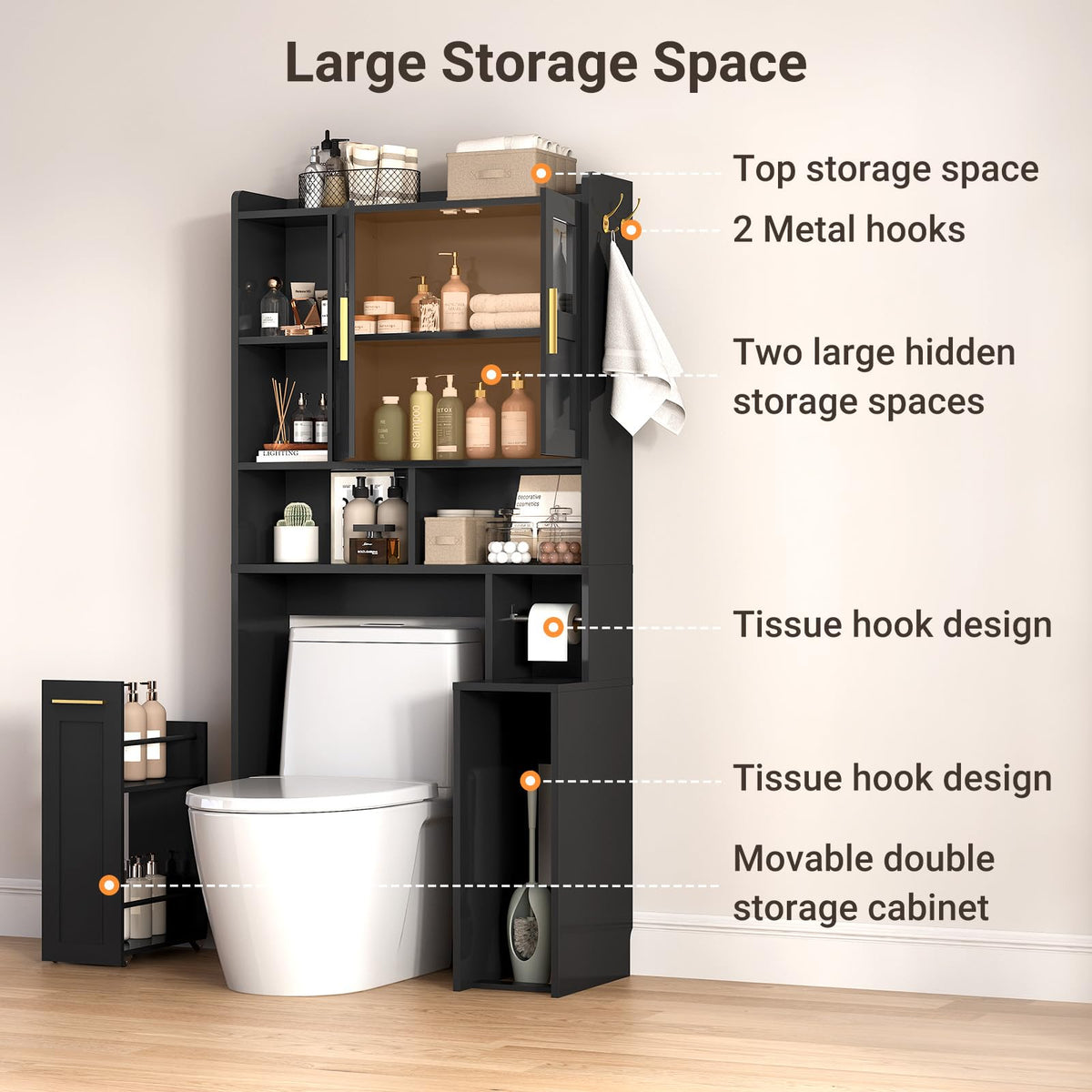 Over The Toilet Storage Cabinet with Acrylic Doors N45319