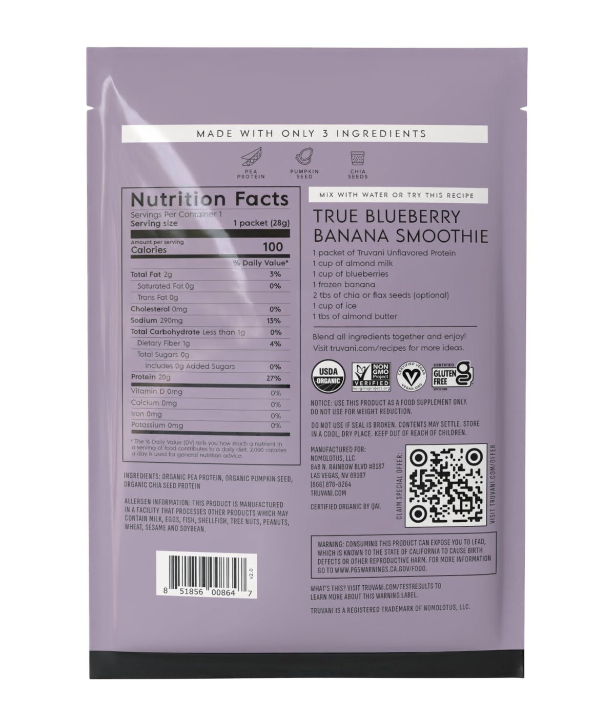 Organic Plant Based Protein Powder H327
