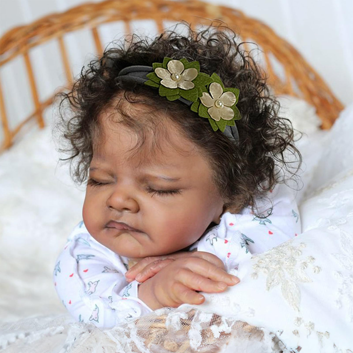 20-Inch Sleeping Black Newborn Baby Girl X1850